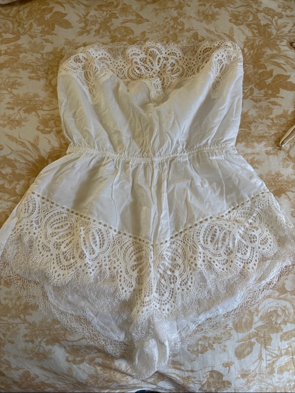 White Strapless Lace Romper